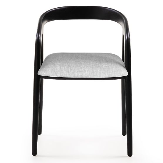 Wooden Chair Sande Rounded, Black/Light Beige, Teak Wood