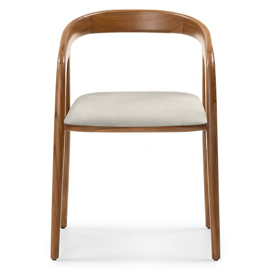 Wooden Chair Sande Rounded, Natural/Cream, Teak Wood