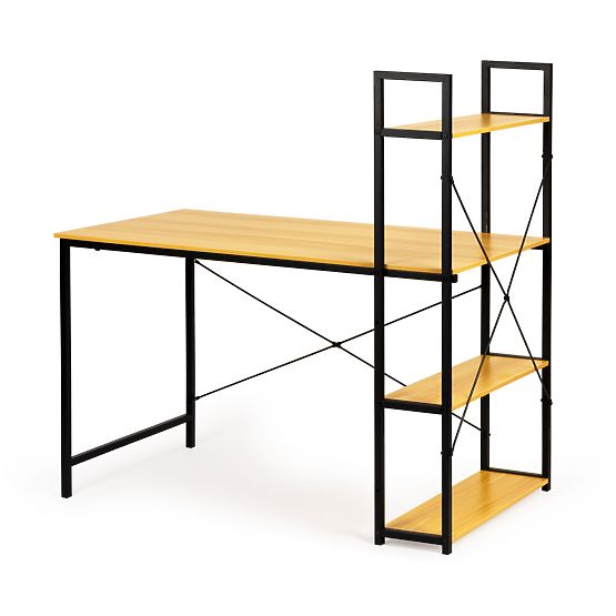 Wooden Loft Computer Desk with Shelves