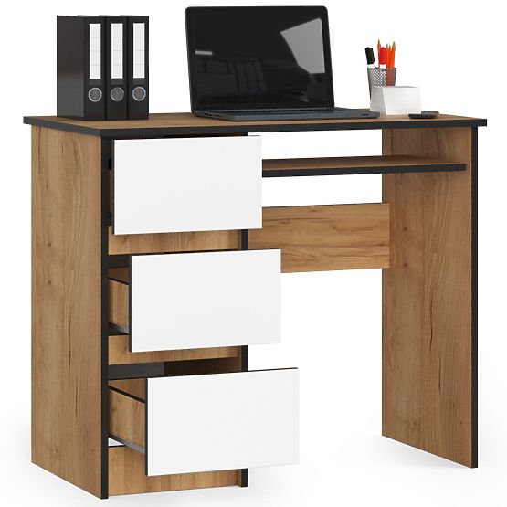 WRITING DESK A-6 CLP OAK CRAFT / WHITE LEFT-SIDED