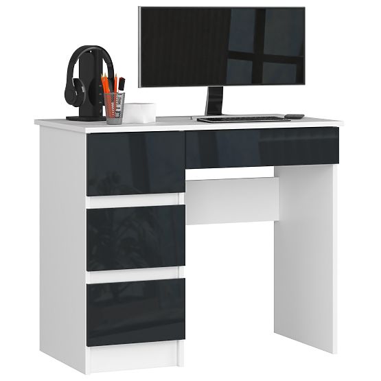 WRITING DESK A-7 CLP GRAPHITE GLOSS LEFT-SIDED