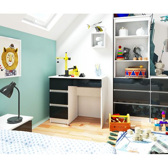 WRITING DESK A-7 CLP GRAPHITE GLOSS LEFT-SIDED