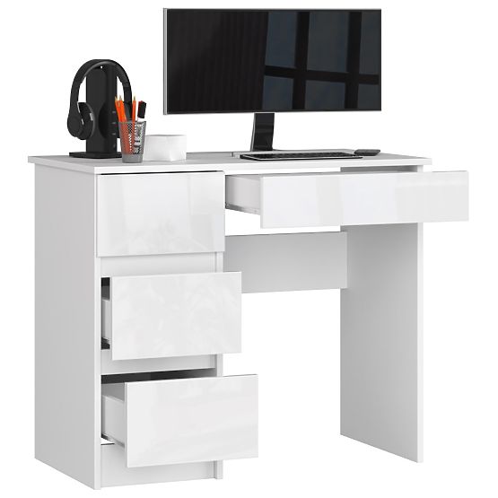 WRITING DESK A-7 CLP WHITE GLOSS LEFT-SIDED