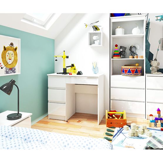 WRITING DESK A-7 CLP WHITE GLOSS LEFT-SIDED