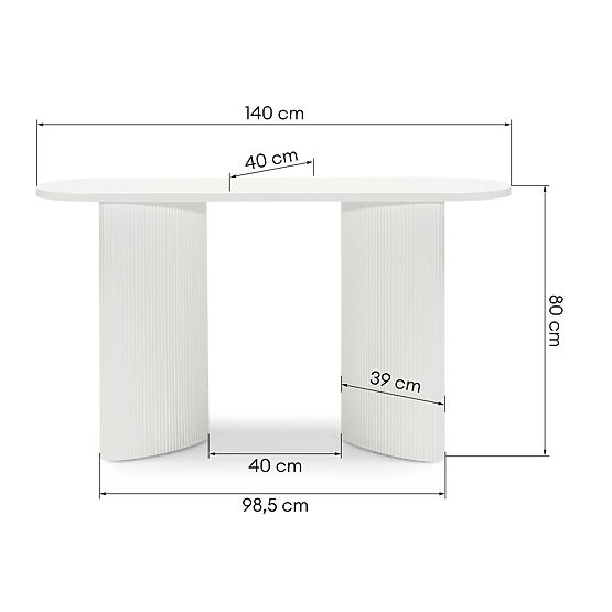 Writing Desk/Console Pauline 140 cm, White, Slats