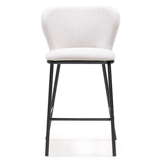 Yasmin II Bar Stool, Ecru/Black Legs