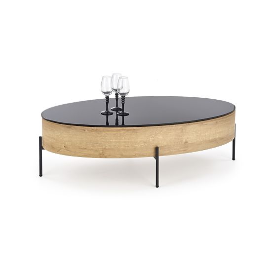 ZENGA table with function black / golden oak (1p=1pc)