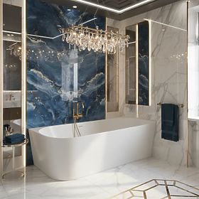 Acrylic Corner Bathtub BELLANTO SLIM 170 Right, Rea