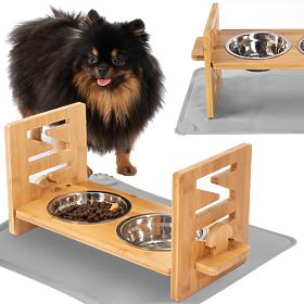 Adjustable Metal Bowls for Dog or Cat with Silicone Mat Set PJ-085