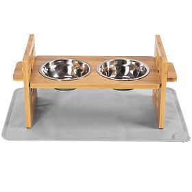 Adjustable Metal Bowls for Dog or Cat with Silicone Mat Set PJ-085