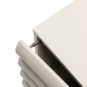 Anatra Bedside Table, Grooved, Beige, Rounded Shapes