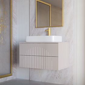 Arcano 80 cm Under-Sink Cabinet, Grooved, Cashmere