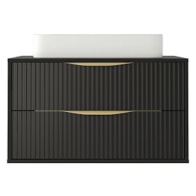 Avila 2.0 Under-Sink Cabinet, 80 cm, Grooved, Gold Handles, Black
