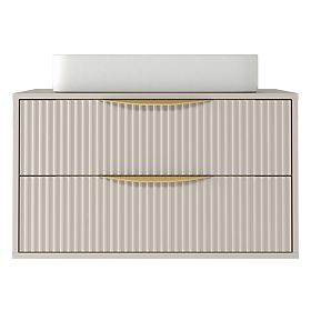 Avila 2.0 Under-Sink Cabinet, 80 cm, Grooved, Gold Handles, Cashmere