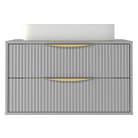 Avila 2.0 Under-Sink Cabinet, 80 cm, Grooved, Gold Handles, Gray