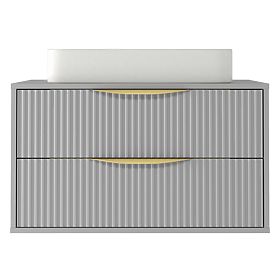 Avila 2.0 Under-Sink Cabinet, 80 cm, Grooved, Gold Handles, Gray