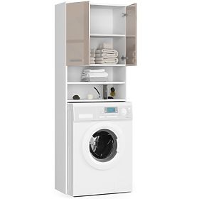 Bathroom Cabinet FIN Above Washing Machine - White-Cappuccino Gloss - 2 Doors