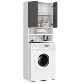 Bathroom Cabinet FIN Above Washing Machine - White-Graphite Gray - 2 Doors