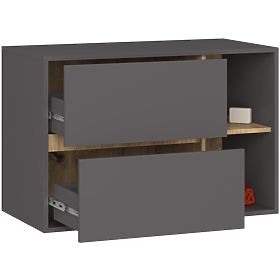 BATHROOM CABINET UNDER SINK VAMI W 90 cm 2 DRAWERS GRAPHITE GREY / ARTISAN OAK