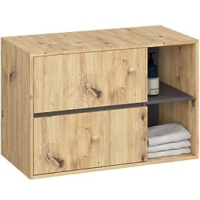 BATHROOM CABINET UNDER SINK WITH HOLES VAMI W90 UM 2SZ 2P ARTISAN OAK / GRAPHITE GRAY