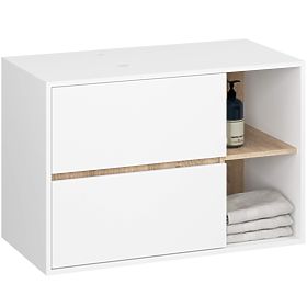BATHROOM CABINET UNDER SINK WITH HOLES VAMI W90 UM 2SZ 2P WHITE / SONOMA OAK