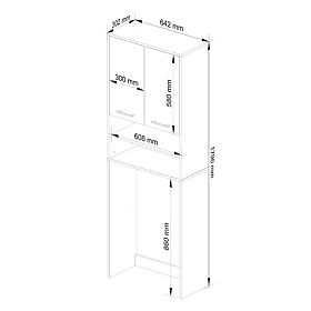 BATHROOM SHELF FIN ABOVE WASHING MACHINE WHITE / RED GLOSS