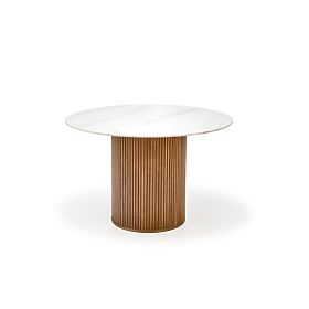 BRUNO Round Table, White Marble / Walnut (2p=1pc)