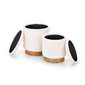 CANCUN Set of 2 Poufs, Cream/Natural (1p=1set)