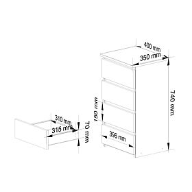 CHEST OF DRAWERS CL4 PK OAK SONOMA / WHITE