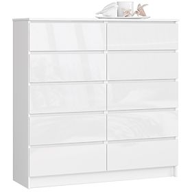 CHEST OF DRAWERS K120 10SZ CLP PK WHITE GLOSS
