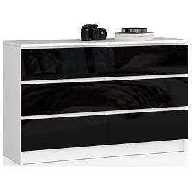 CHEST OF DRAWERS K120 6SZ CLP PK BLACK GLOSS