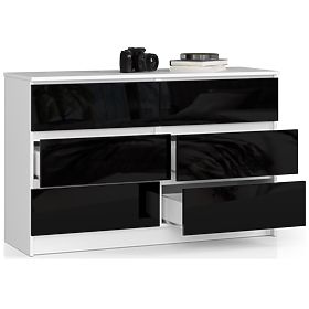 CHEST OF DRAWERS K120 6SZ CLP PK BLACK GLOSS