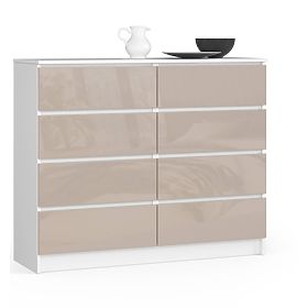 CHEST OF DRAWERS K120 8DR PK CAPPUCCINO GLOSS