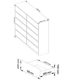CHEST OF DRAWERS K140 10SZ CLP PK OAK SONOMA