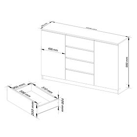 CHEST OF DRAWERS K160 2D 4SZ CLP PK OAK SONOMA