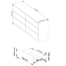 CHEST OF DRAWERS K160 6SZ CLP PK WHITE / SONOMA