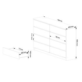 CHEST OF DRAWERS K160 8SZ CLP PK WHITE