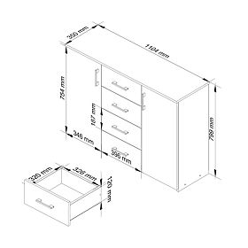 CHEST OF DRAWERS K45 PK BLACK GLOSS