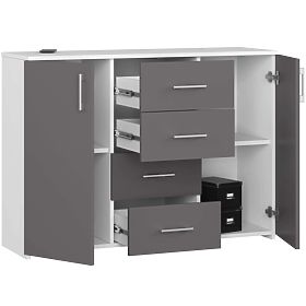 CHEST OF DRAWERS K45 PK WHITE / GRAPHITE GRAY