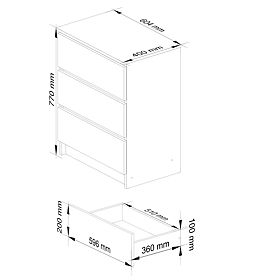 CHEST OF DRAWERS K60 3SZ CLP PK ALDER