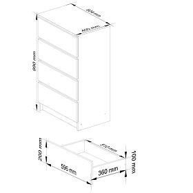 CHEST OF DRAWERS K60 4SZ PK OAK ARTISAN / WHITE