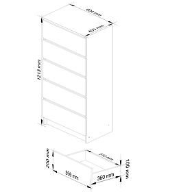 CHEST OF DRAWERS K60 5SZ CLP PK WHITE / SONOMA