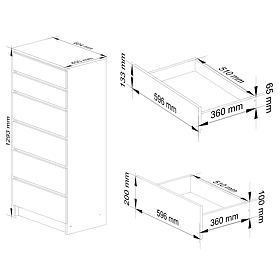 CHEST OF DRAWERS K60 6SZ CLP PK WHITE / GRAY