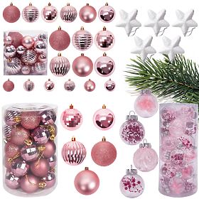 Christmas Ornament Set Pink/White 115pcs