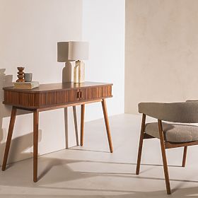 Clemente Desk with Slats, Walnut