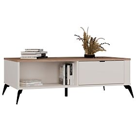 Coffee Table CORDOBA Cashmere Beige Oak Castello 2 Drawers for Living Room