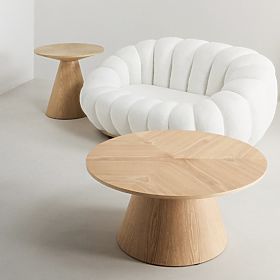 Coffee Table Dalarna, 90 cm, Round, Natural Oak Veneer