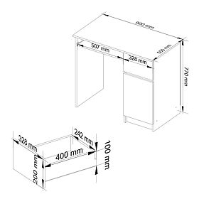 COMPUTER DESK PIKSEL PK GREY - RIGHT