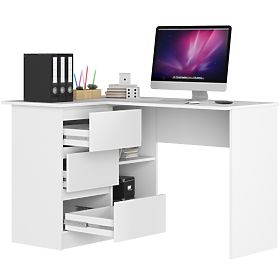 CORNER DESK B16 CLP PK LEFT WHITE
