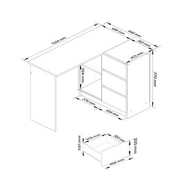 CORNER DESK B16 CLP RIGHT PK WHITE / GRAY